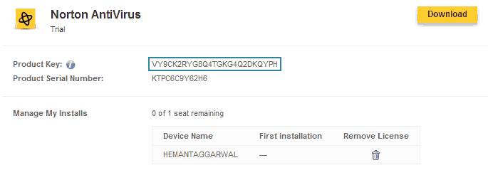 install norton with key code
